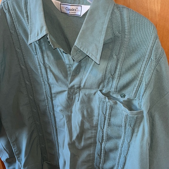 CLASSICS by Palmland GREEN cable knit COLLARED SHIRT Henley DAD GRANDPA VINTAGE - Picture 10 of 13